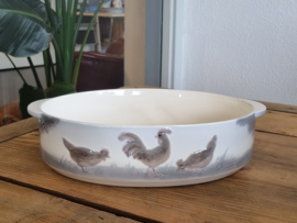 Verkocht = Waechtersbach Wildservies Schaal met greepjes Kippen
