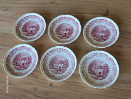 Boerenhoeve Rood Societe Ceramique set van 6x kop en schotel