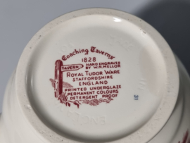 Engels rood Coaching Taverns Royal Tudor Ware Staffordshire Koffie Theepot 19 cm
