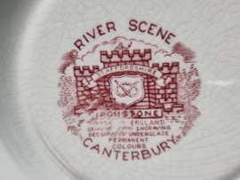 Engels rood River Scene Canterbury diep pasta curry bord 22,5 cm