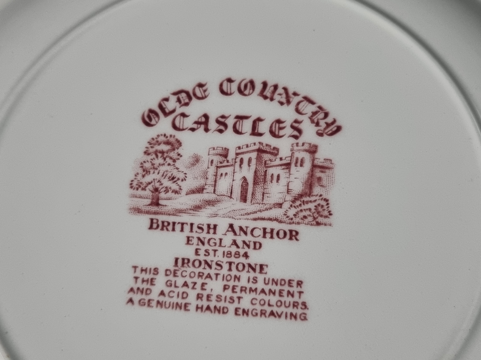 Engels rood Olde Country Castles plat bord 23 cm
