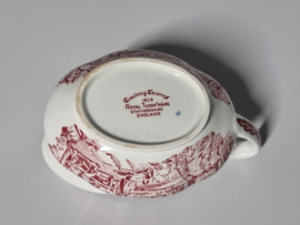Engels rood Coaching Taverns Royal Tudor Ware Staffordshire Sauskom met oor