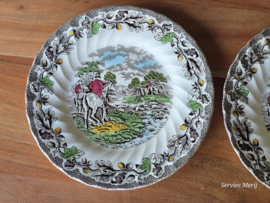 Engels bruin ingekleurd Jachtservies Myott's Country Life set 6x ontbijtbord 20 cm (met verkleuring)