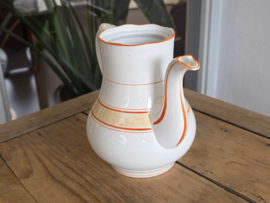 Societe Ceramique Koffiepot (vintage/retro wit met oranje)