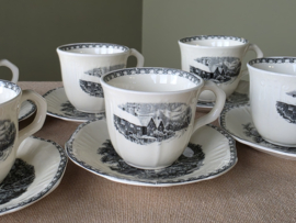 Landschap Zwart Societe Ceramique set 6x Espresso Kop en schotel