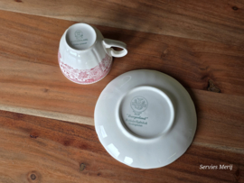 Villeroy en Boch Burgenland rood koffie kop en schotel (oud groen stempel)