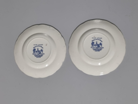 Engels blauw Palissy Pottery Thames River Scenes set 2x Bordje 14,5 cm