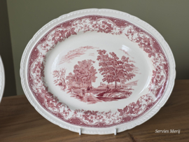 Engels rood Olde England Royal Tudor Ware Set 2x ovale schaal