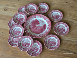 Engels rood Meakin Romantic England Gebakstel 12-persoons