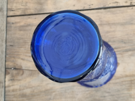 Boheems Kristal Glas Blauw hoge smalle Vaas 30 cm