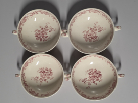 Villeroy en Boch Valeria rood set 4x soepkom met schotel (oude versie!)