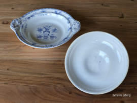 Potiche blauw Petrus Regout dekschaal terrine