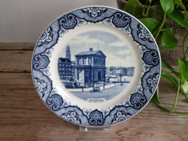 Wandbord Societe Ceramique Mooie Nederland Rotterdam Delftsche Poort blauw 23 cm