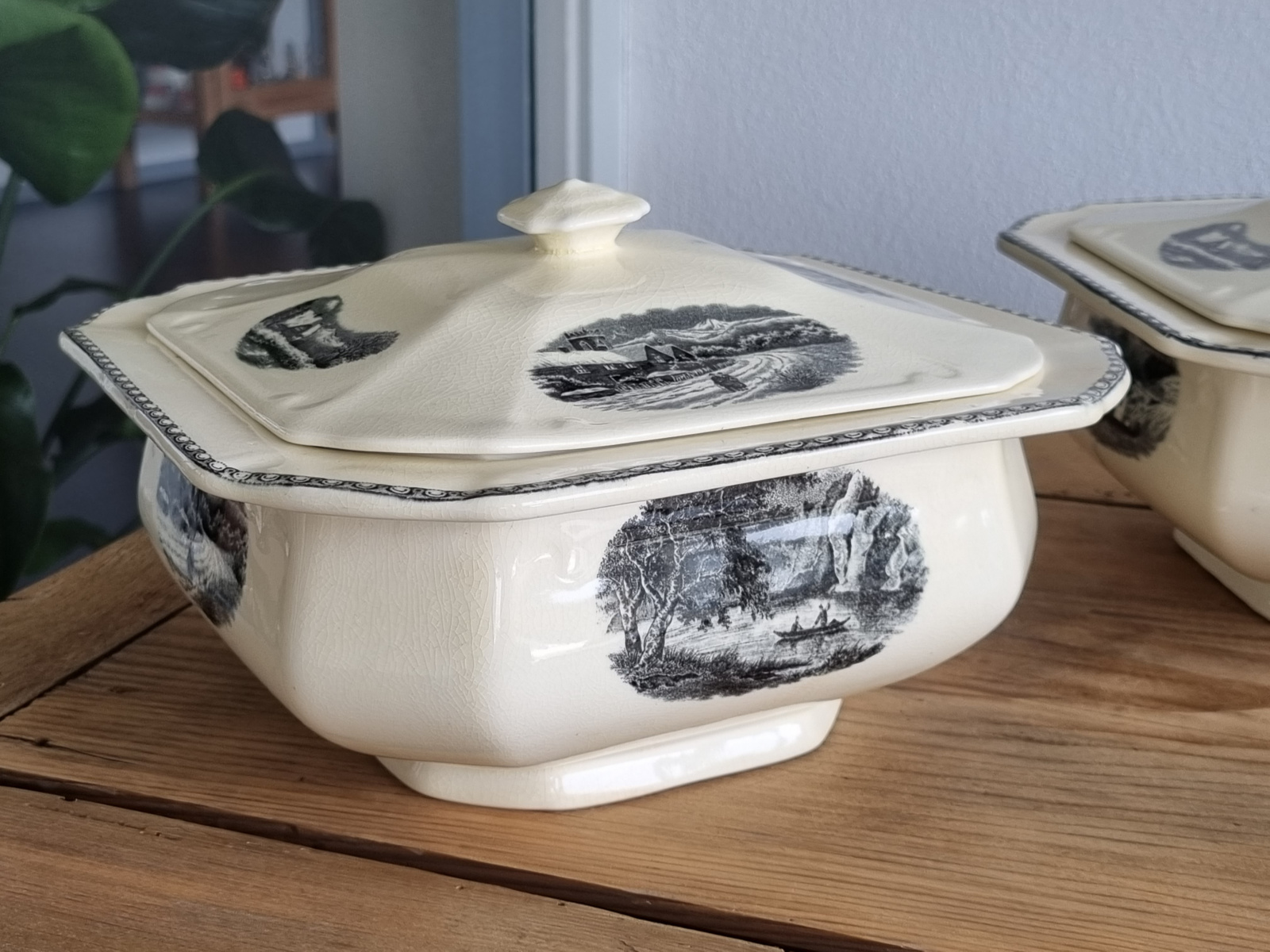 Landschap Zwart Societe Ceramique set 2x dekschaal