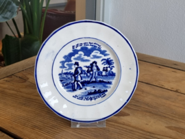 Petrus Regout blauw bord J. Cats 17,5 cm