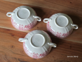Villeroy en Boch Burgenland rood set 3x soepkom met schotel (rond oortje)