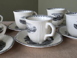 Landschap Zwart Societe Ceramique set 6x Espresso Kop en schotel