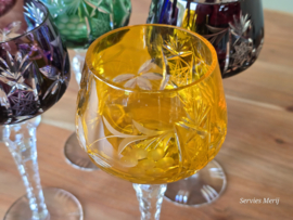 Boheems Kristal Glas set (2) van 6x op hoge voet 20,5 cm alle kleuren