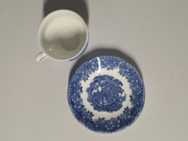 Engels blauw Enoch Wedgwood Woodland Kop en schotel (witte binnenkant)