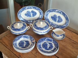 Regout Castillo blauw compleet eetservies 6 personen (rond model)