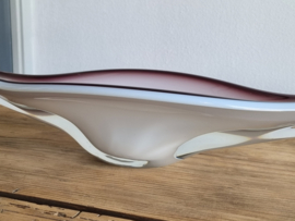Max Verboeket Maastricht Glazen Bowl Schaal roodbruin met wit