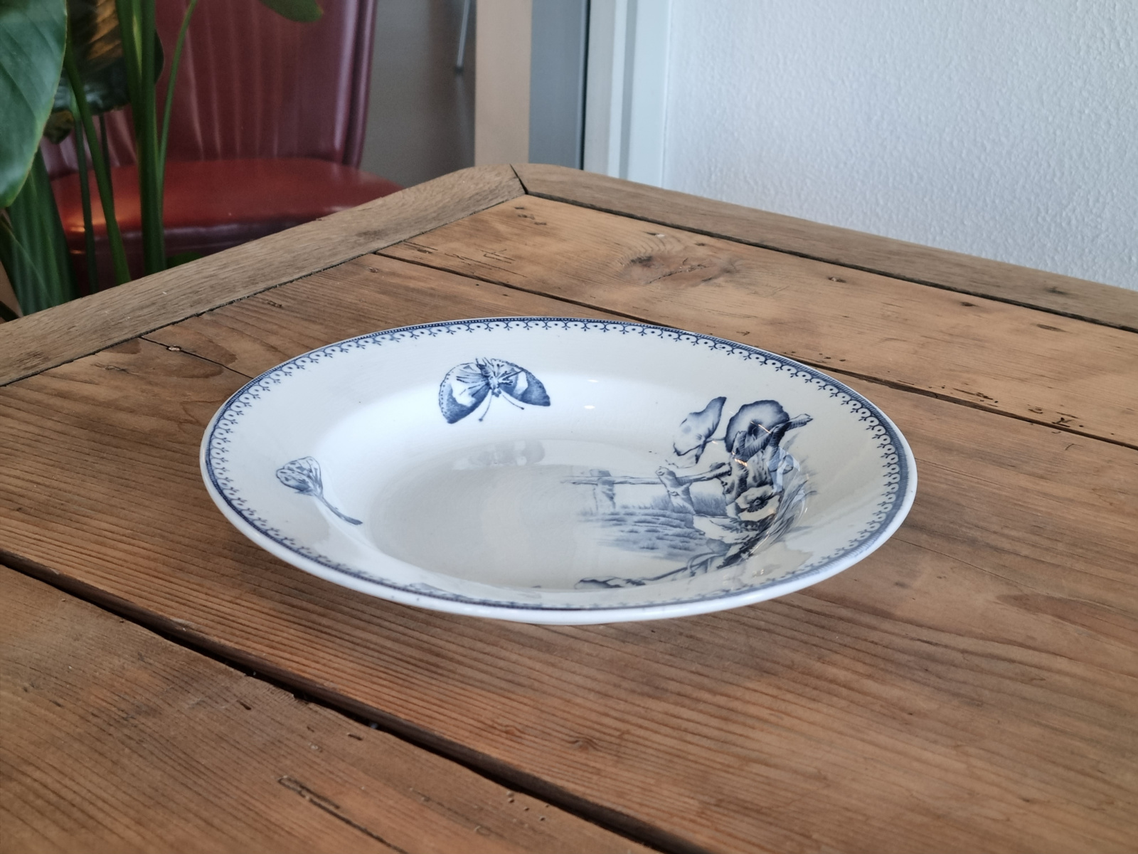 Petrus Regout Malaga blauw diep pasta curry bord 23,5 cm