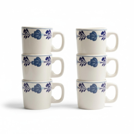 Royal Boch Belgium Boerenbont blauw Boerenblauw set 6x mok met oor Roeland 0,2 ltr