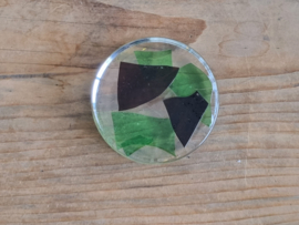Glas platte Vintage Presse Papier (groen met zwart)
