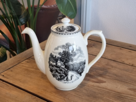 Landschap Zwart Societe Ceramique zeldzame Koffiepot Christiania nr. 3
