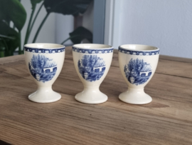 Landschap Blauw Societe Ceramique set 3x Eierdopje (rond model)