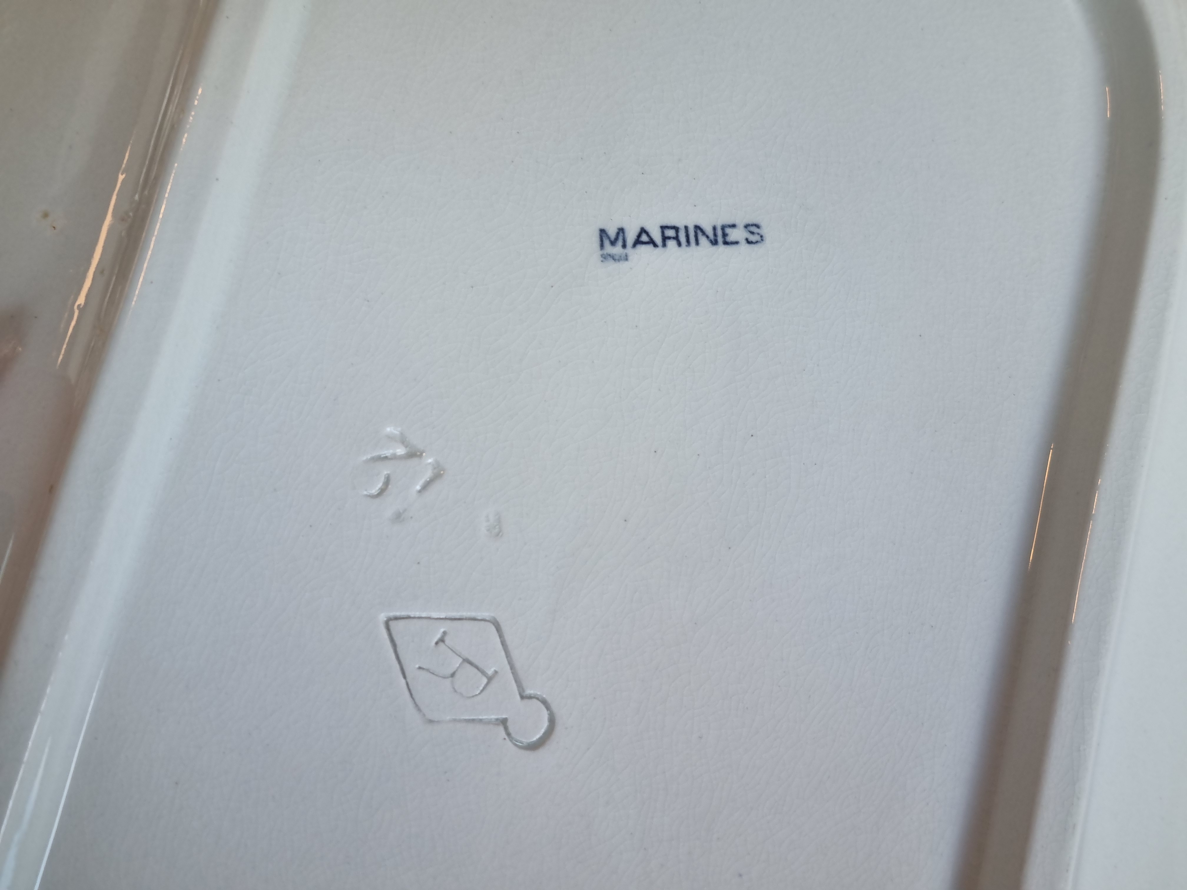 Petrus Regout Marines donkerblauw rechthoekige serveerschaal 37 cm