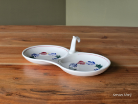 Boerenbont Boch serveerschaal petitfourhouder met greep  bloemen
