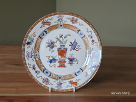 Potiche oranje gekleurd Societe Ceramique plat dinerbord 23,5 cm