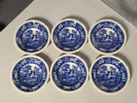 Engels Copeland Spode's Tower blauw set 6x diepe borden 19 cm