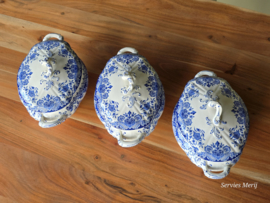Boch BFK decor Dordrecht blauw set 3x dekschaal terrine (kleinste model)