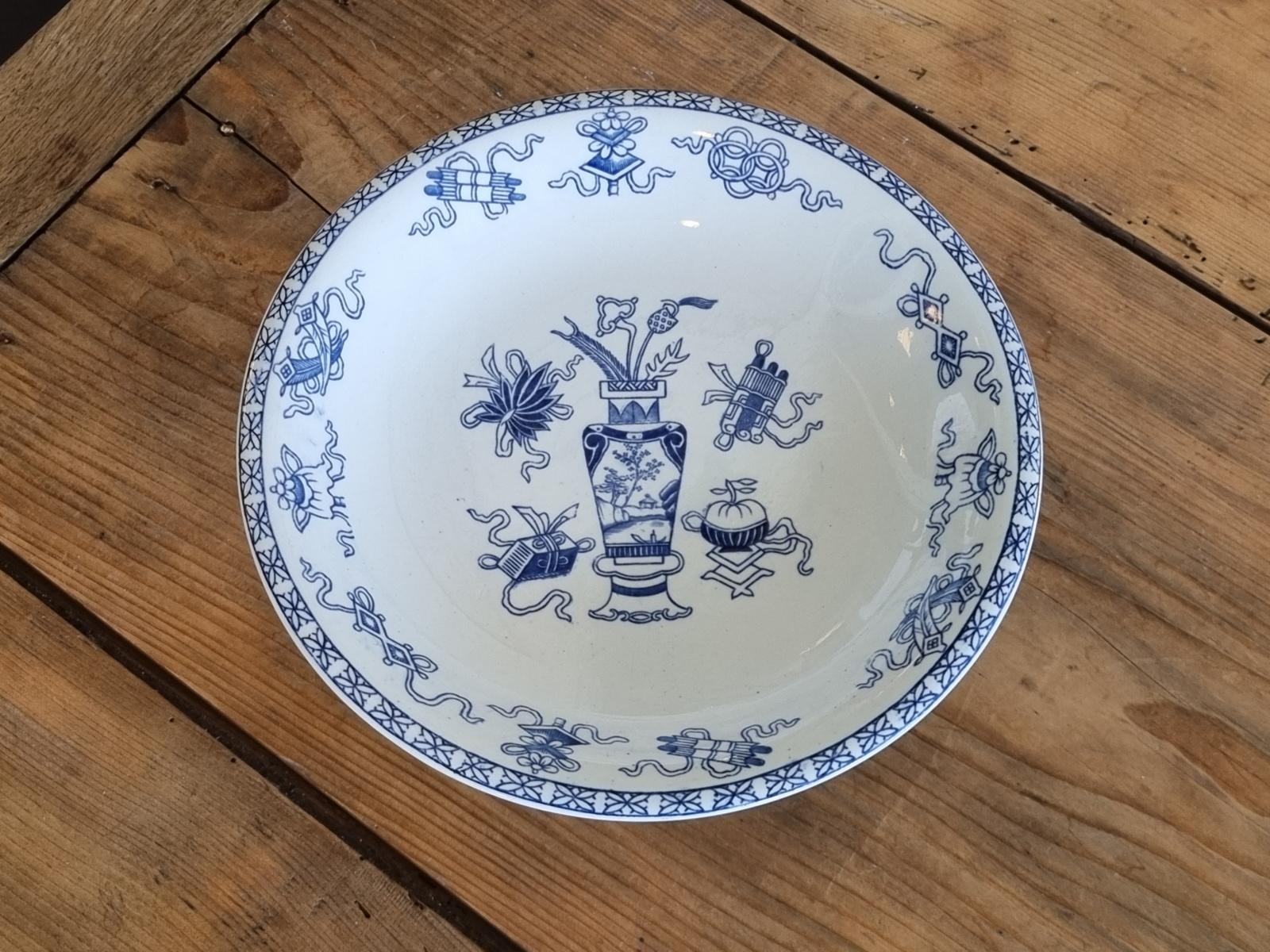 Potiche blauw Societe Ceramique Tazza op hoge voet