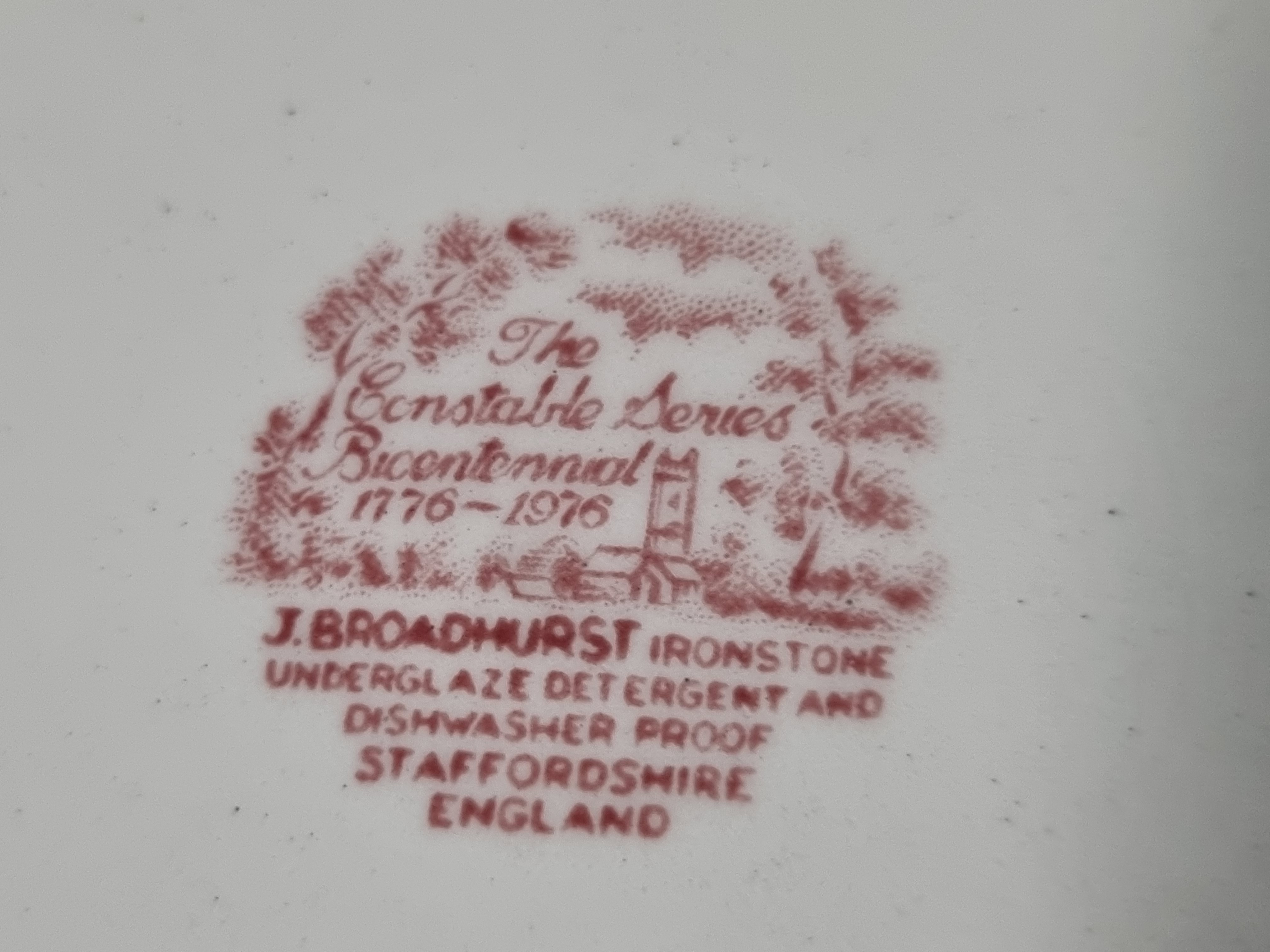 Engels rood Broadhurst The Constable Series set 9x gebaksbordje 17 cm