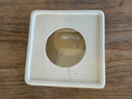 Societe Ceramique creme Art Deco theelicht (beschadiging)