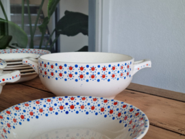 Nimy Belgium rood blauw stipje compleet vintage Kinderservies