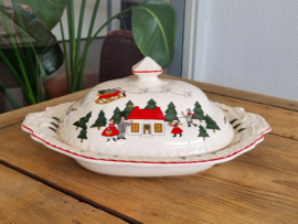 Engels Mason's Christmas Village 1983 Kerstservies Dekschaal Terrine