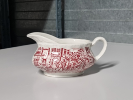 Engels rood Coaching Taverns Royal Tudor Ware Staffordshire Sauskom met oor