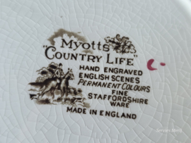 Engels bruin ingekleurd Jachtservies Myott's Country Life set 6x ontbijtbord 20 cm (met verkleuring)