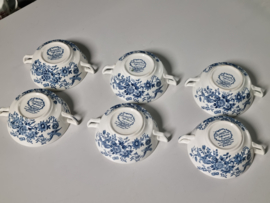 Engels Ridgway Windsor blauw Set 6x Soepkom met schotel