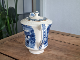 Boerenhoeve blauw Societe Ceramique met goudluster Koffiepot