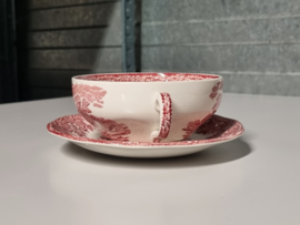 Engels rood Enoch Wedgwood Woodland set 6x Soepkom met schotel