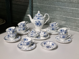 Engels blauw Johnson Bros Indies compleet koffieservies 9p