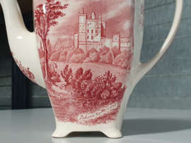 Engels rood Johnson Bros Old Britain Castles Koffiepot 16 cm