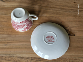 Engels rood Grindley Country Inns Koffie kopje met schotel (bloem binnenkant)