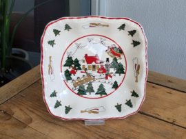 Engels Mason's Christmas Village 1983 Kerstservies Serveerschaal (vierkant)