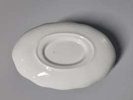 Engels blauw Enoch Wedgwood Woodland sauskom op vaste onderschotel